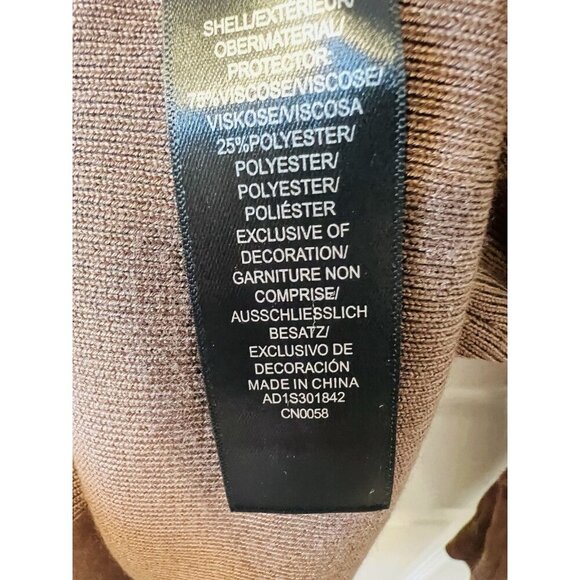 Adrianna Papell Solid Raw Edge Boat Neck Ribbed XL Antique Copper Color Brown - Picture 8 of 8